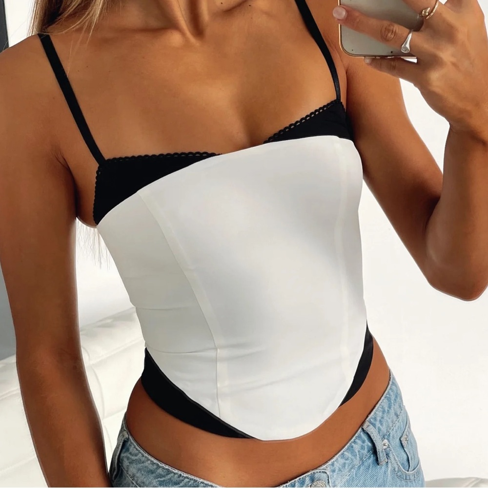 White Fox Black & White Bustier Top